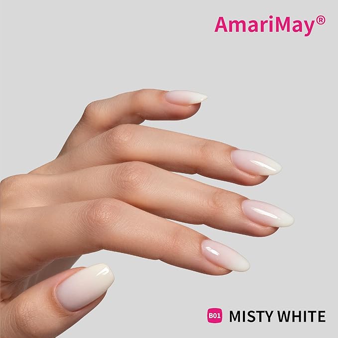 Color Rubber Base Builder Gel, 15ml, Misty White, Sheer Nail Gel, 3-in-1 Soak Off Nail Strengthener UV/LED needed B01.