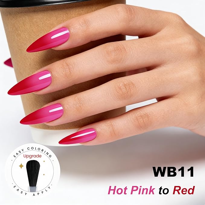 YTD Likomey Color Changing Gel Nail Polish,15ml Hot Pink To Red Mood Temperature Change Colors Ombre Thermal Salon Home Fall Winter Manicure UV Nail Varnish,WB11