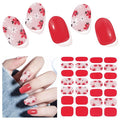 Semi Cured Gel Nail Strips (Red), 28 pcs Gel Nail Stickers, Work with Any UV Lights, Long-Lasting NailWraps for Women DIY Gift, Salon-Quality, Easy to Apply & Remove