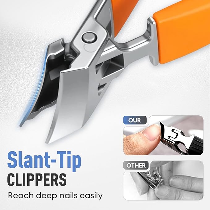 Wide Jaw Opening Anti-Splash Slanted Nail Clipper 3PCS Set with Case, Household Fingernail and Toenail Clippers Set for Ingrown Nails & Thick Nails (Black)