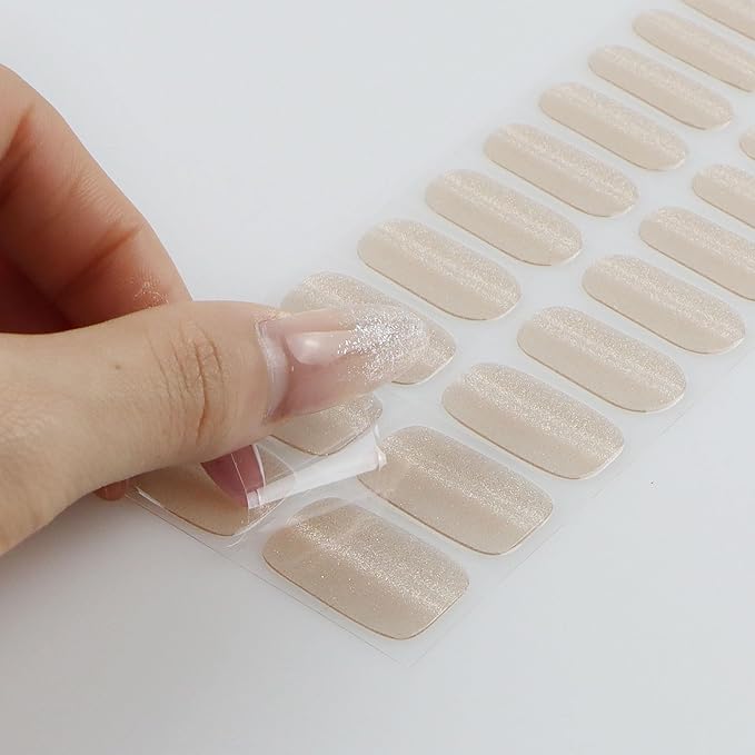 JMEOWIO Gel Nail Stickers Cat Eye Semi Cured Gel Nail Strips Wraps UV/LED Nails Art Design Decoration Accessories