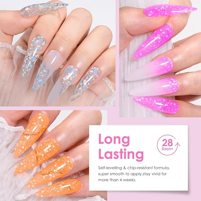MTSSII 18PCS Gel Nail Polish Set Reflective glitter gel polish Sakura Glitter Fluorescent Color Snowflake Gel Polish Kit - UV LED Nail Art DIY Gifts for Women
