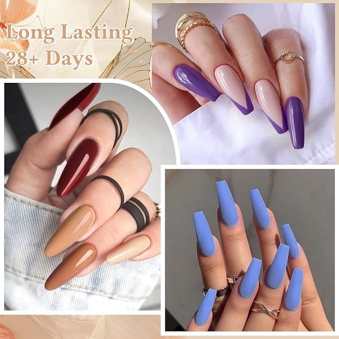 MEET ACROSS Nude Gel Nail Polish 26 Colors Skin Tone Nude Brown Gel Polish Grey Purple Red Fall Winter Series Nail Polish Kit Manicure Gifts for Women Girls 30Pcs