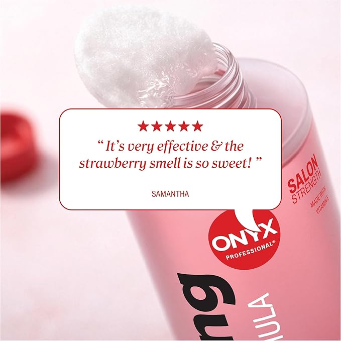 Onyx Professional Nail Polish Remover with 7 inch Nail File, Strawberry Scent, Made in USA, 16 fl oz - Moisturizing Formula, Acetone-based Gel Polish Remover, Enhanced with Vitamin E, Grape Seed Oil