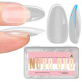 NOVO OVO Medium Oval Nail Tips Extra Thick Press on No C Curve, Soft Gel Natural Fake Nail Extension, Full Cover Clear False Nails for Acrylic, French Manicure Salon DIY x 14 Sizes 224 pcs