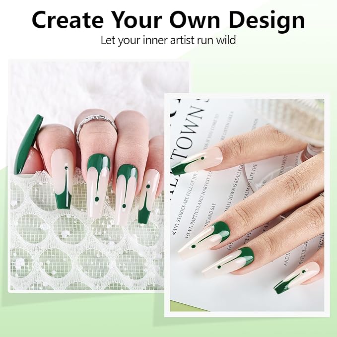 JODSONE Dark Green Swirl Nail Art Liner Gel Polish,10ml Classic Color 3D Nail Art Pens Effect Nail Print Design with Thin Brush for French Tips Manicure Painting DIY at Home - LB13