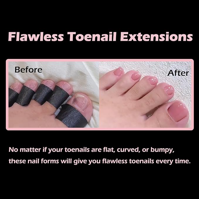 300pcs Toe Nail Dual Forms for Poly Gel Toenail Extension, Reusable Full Cover Molds for French Tip Acrylic Toenails for Salon and DIY at Home 15 sizes
