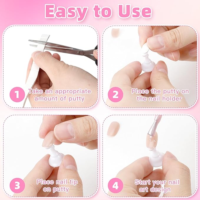 Nail Stand Nail Holder for Painting Nails 2 Sets Press on Nails Stand Display with 96 Pcs Reusable Adhesive Putty Clay Magnetic Acrylic Nailss Art Tools Accessories for Home DIY Salon Supplies White