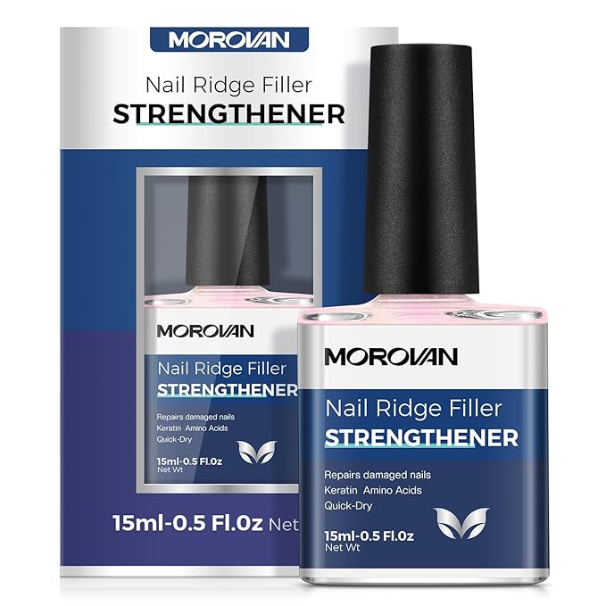 Morovan Nail Strengthener and Growth: Glitter Pink Nail Polish Hardener Brightener for Damaged Nails Natural Concealer Foundation Air Dry Prevents Discoloration Essential Manicure Care Gift Women
