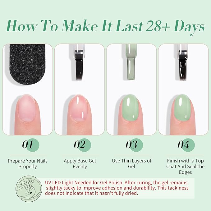 Born Pretty Green Gel Nail Polish,Spring Summer Jelly Transparent Gel Polish,Cat Magnetic Eye,Shimmer Glitter Green Gel Polish Kit for Salon Manicure and Nail Art DIY at Home 6Colors