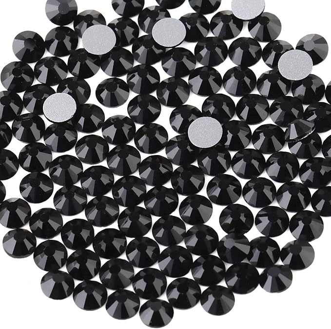Beadsland 2880pcs Flat Back Crystal Rhinestones Round Gems for Nail Art and Craft Glue Fix,Black,SS8,2.3-2.5mm