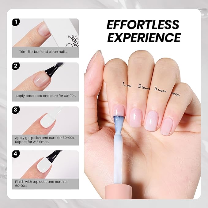 Beetles White Gel Nail Polish-15 ml Shimmer Glitter Milky White Gel Nail Polish Soak Off UV/LED Lamp Nail Art Manicure Salon DIY for French Nail Home Gift for Women Girls