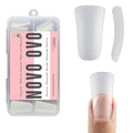 NOVO OVO Pre-Filed Long Duck Feet Nail Tips full Cover for Press On Acrylic, Pre-ectched Clear Full Coverage Flare Wide French Soft Gel Fake False Nail Extension x 12 Sizes 120 pcs