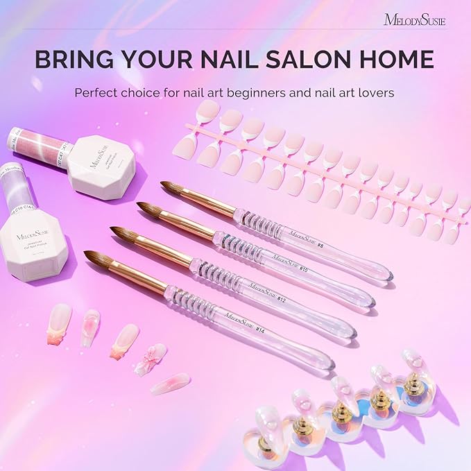 MelodySusie Kolinsky Acrylic Nail Brush, 80% Pure Kolinsky Hair, Professional Nail Brush for Acrylic Powder Nail Extension and 3D Nail Carving, Nail Art Tools for DIY Home Salon, Size 14