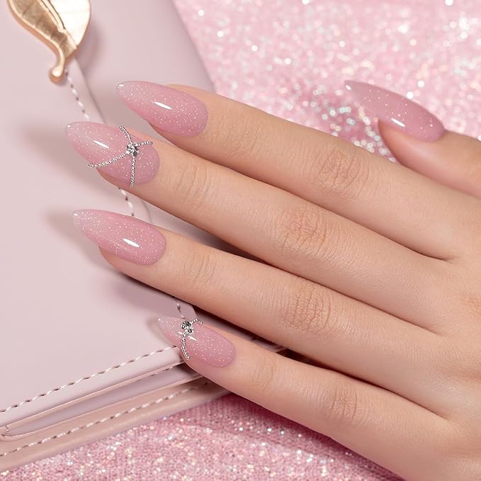 RARJSM Glitter Rubber Base Gel Nail Polish Nude Pastel Pink Rubber Base Rainbow Iridescent Shimmer Brush on Quick Extend Builder Hard Gel Soak Off Curing Requires 15ml Salon Home French Manicure