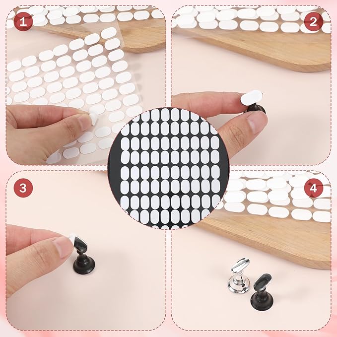 TIESOME 600 PCS False Tip Double Sided Adhesive Tapes, White Pre-Cut Nail Display Strips Press on Adhesive Tabs Nail Art Glue Stickers for Nails Art Holder Nails Display Book