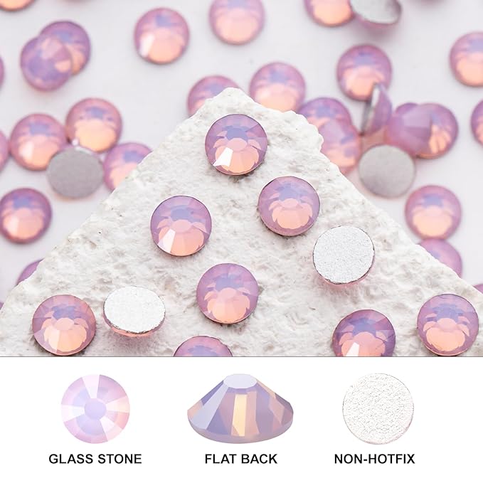 Novani 3000 Pieces Flatback Rhinestones Glass Round Gems Pink Opal Crystals for Nail Art DIY Crafts Clothes Shoes,SS10,2.7-2.9mm