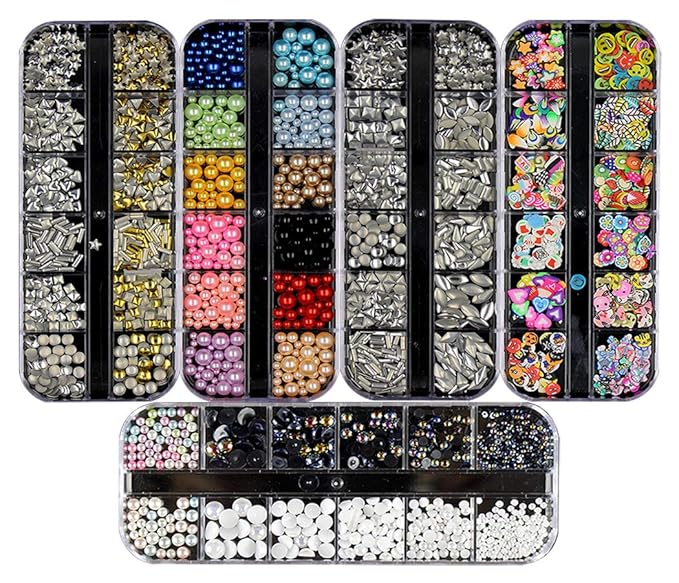 3000 Pieces(5 Boxes) Nail Art Rhinestone Set Nail Ornaments Style 4