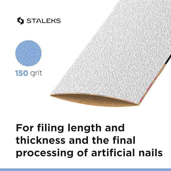 Staleks Pro Disposable White Abrasive Tape papmAm Expert – 150 Grit – 7m Roll in Plastic Case – Glueless Replaceable Abrasive – Professional Nail Filing – Manicure & Pedicure