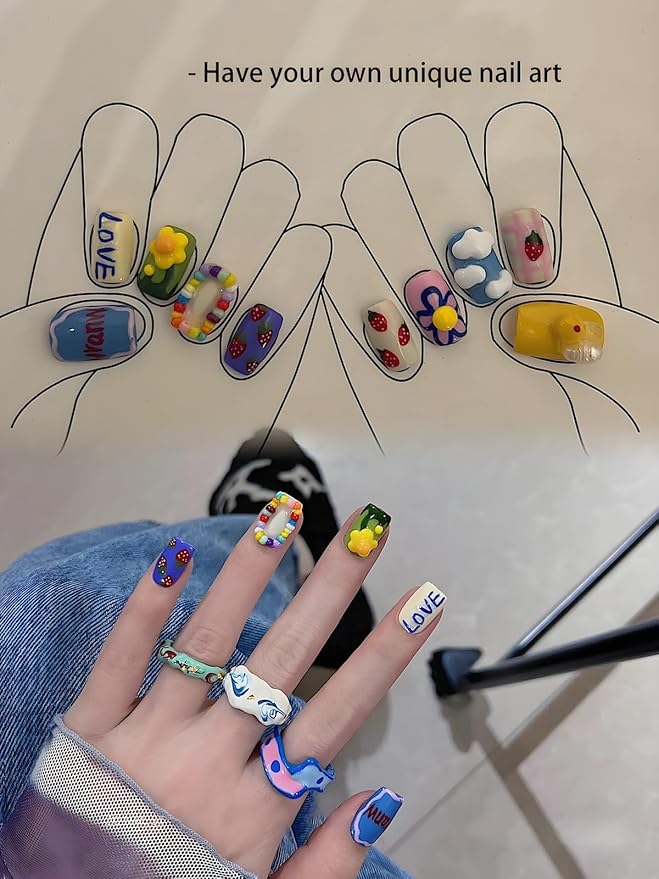 10 Colors Double Ended Metallic Nail Art Marker Pens, 3D Metallic Nail Graffiti Dotting Drawing Point Pen Sets Nail Art Painted Pen Nail Design Kit for Nail Design Nail DIY Decoration