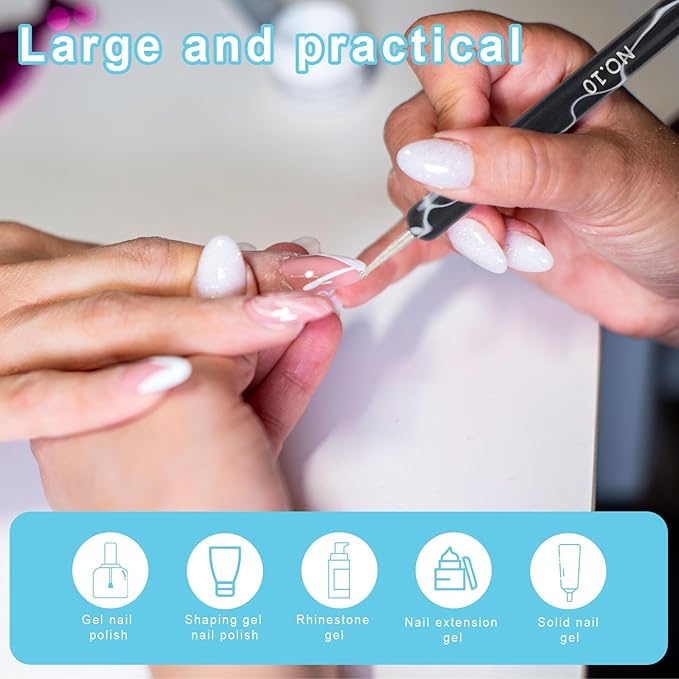 8pcs French Nail Brushes with Dotting Tool, Dual Ended Gel Acrylic Manicure Brushes for Detailed Clean up Nail Designs (10# 12# 14# 16#, Black and White)