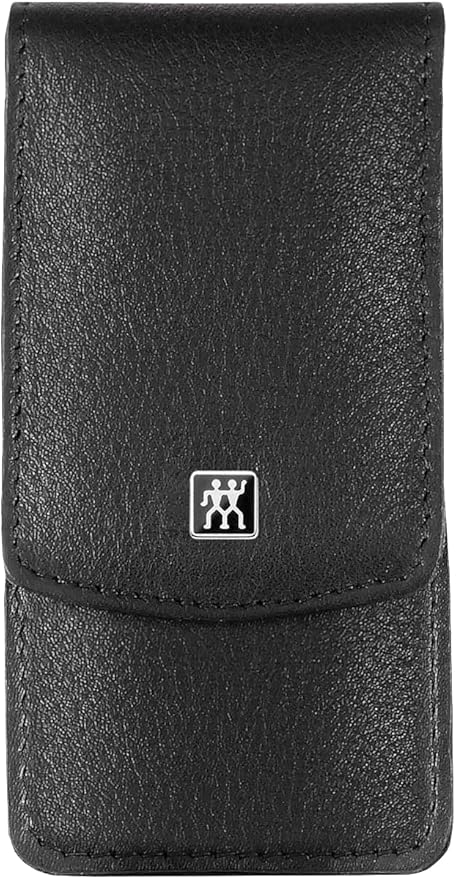 ZWILLING Beauty Classic INOX 4-pc Manicure and Tweezer Set with Black Leather Case, Nail Care Made of Genuine Leather with Push Button