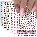 Leopard Nail Stickers for Nail Art,6Sheets Self-Adhesive Leopard French Nail Decals for Designer DIY Nail Art Supplies Pink Blue Brown Leopard Design 3D Nail Art Stickers for Women Girls Manicure Tips