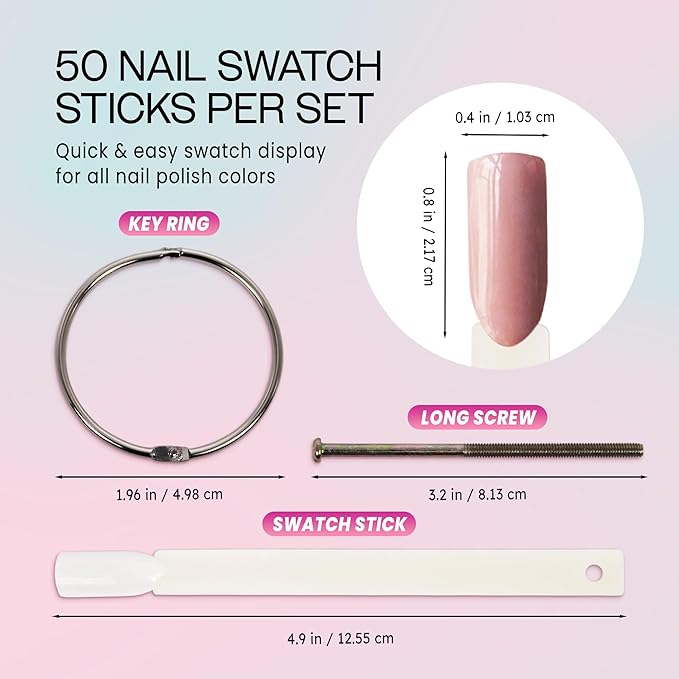 Beauticom Nail Tip Display Palette Board for Nail Art Design Pattern Practice and Swatch Nail Polish Colors (50 Tips Chart Fan (Natural), 3 Pieces)