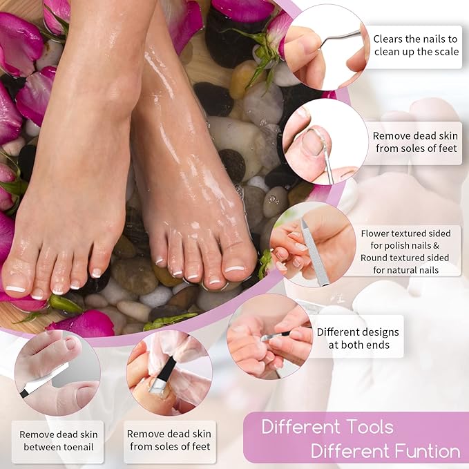 Ingrown Toenail Pedicure Tool Kit 6pcs, Ingrown Toe Nail File and Lifter Nail Pusher Pedicure Knife Set, Sharp Blade Nail Knives Kit Professional, Foot Repair Kit Stainless Steel for Nail Care
