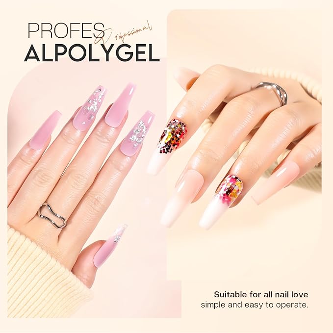Morovan Poly Gel Nail Kit: 8 PCS Poly Gel Starter Kit With 48W U/V Lamp, DIY At Home Beauty Gifts