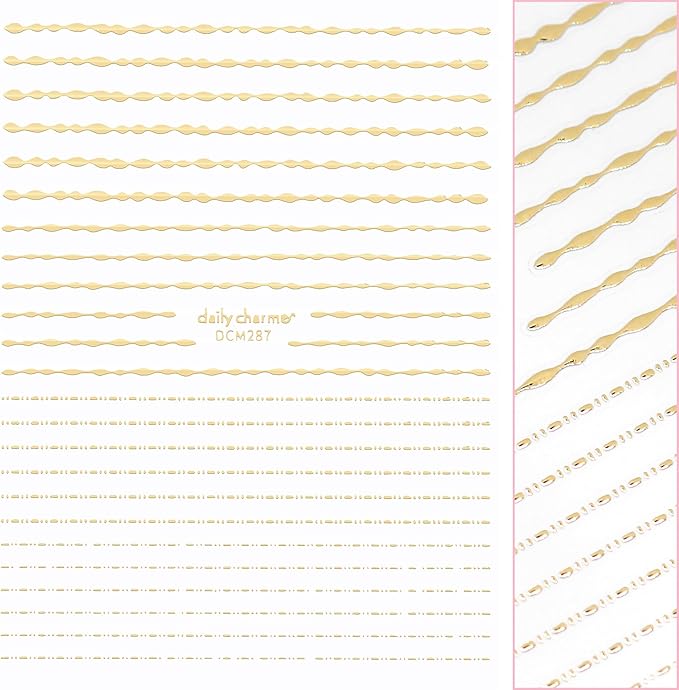 Daily Charme Gold and Silver Decorative Lines Sticker Bundles Metallic Nail Art for Women Girls DIY Nail Decoration