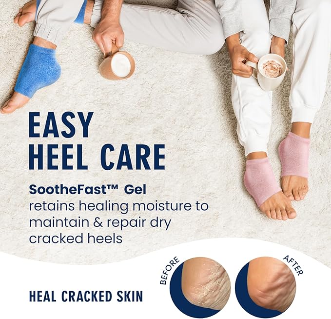Dr. Frederick's Original Moisturizing Fuzzy Heel Socks for Dry Cracked Heels Treatment - Infused with Olive Oil, Jojoba Oil and Vitamin E - 2 Pairs - Stocking Stuffers for Adults - Blue Haven