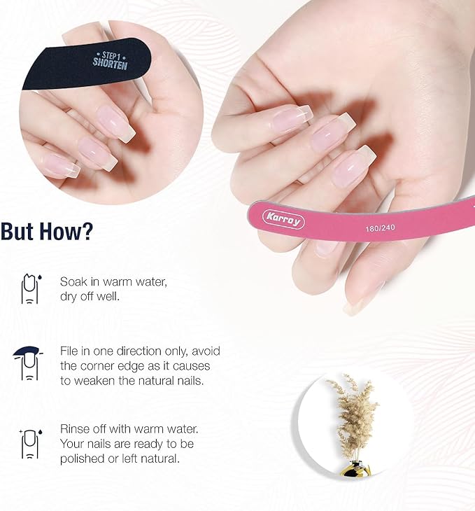 Nail Files, Dual Sided Nail Files for Natural Nails, Emery Boards Nail Filer for Acrylic Nails 180/240 Grit 20pcs