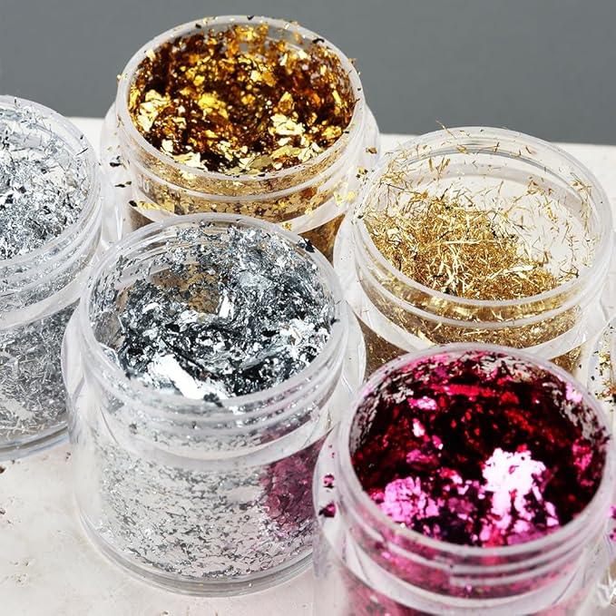Poly Nail Gel Kit with Gold Nail Foil Flakes
