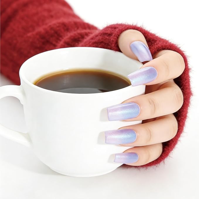 Semi Cured Gel Nail Strips Glazed Donut Blue Gel Nail Stickers with UV/LED Required Long Lasting Gel Nail Stickers Includes 22 Strips 2 Prep Pads, Nail File & Wooden Stick