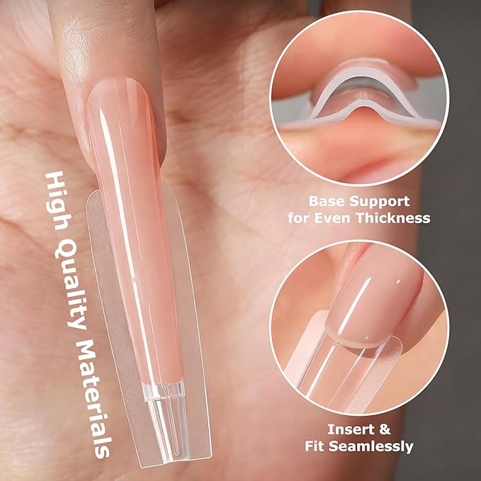 Sandwich Nails Dual Forms,280Pcs Long Square Reusable Nail Extension Forms with Silicone Polygel Stick,Easy Demolding & Intuitive Operation for DIY & Professional Use