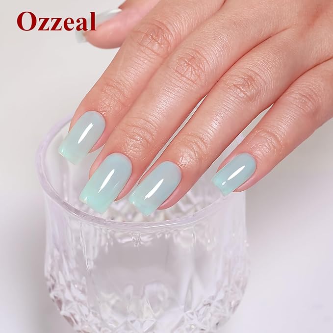Jelly Gel Polish, Light Jade Green Jelly Nail Gel Polish Translucent Spring Summer Sheer Soak off UV LED for Nail Art DIY Manicure 0.5 Fl Oz