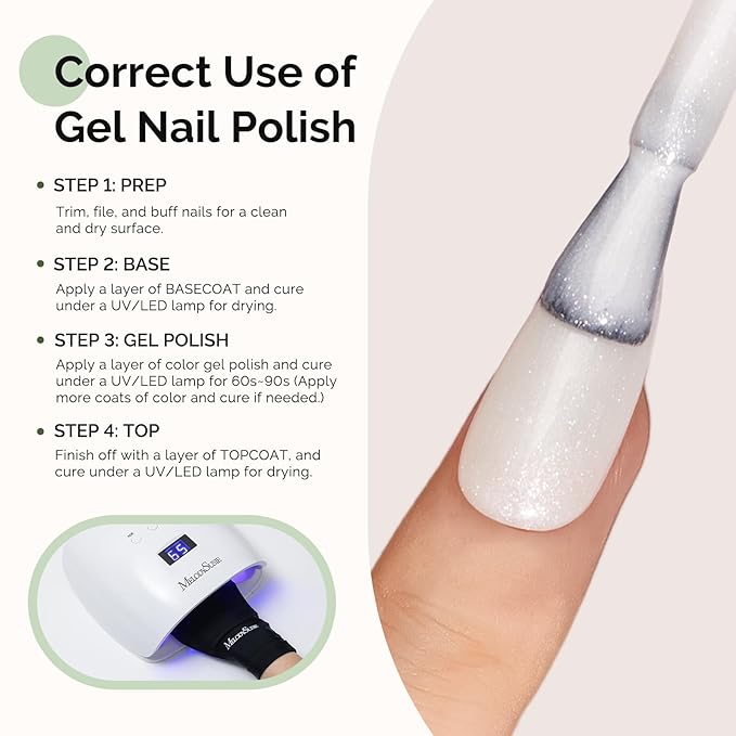 MelodySusie Hema Free Gel Nail Polish, 0.5 Fl Oz Thick White Shimmer Gel Polish, Non-Toxic, Long Lasting, Soak Off UV Nail Polish, Manicure Nail Design Salon DIY Nail Art at Home B3020