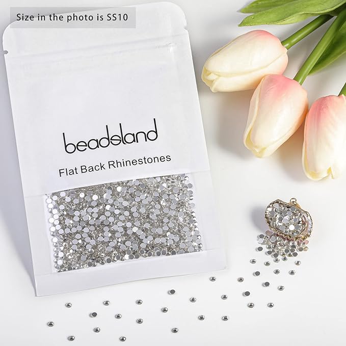 Beadsland 2880pcs Flat Back Crystal Rhinestones Round Gems for Nail Art and Craft Glue Fix, Crystal,SS10,2.7-2.9mm
