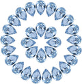 MECCANIXITY 48 Pcs 3D Teardrop Rhinestones Diamond Nail Charm Crystal Pointback K9 Glass Rhinestones Crystal Gems for Jewelry Making, Craft, 8x12mm, Light Blue