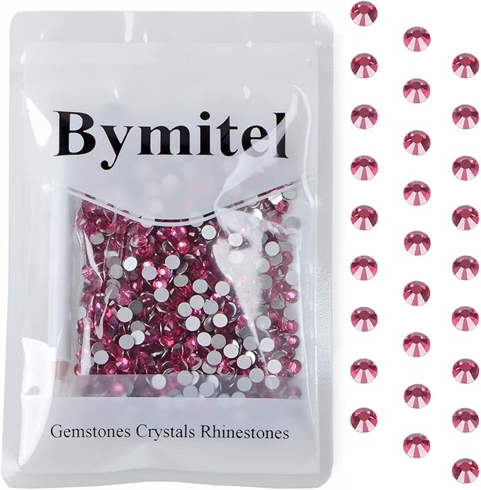 1440PCS Art Nail Rhinestones Non Hotfix Glue Fix Round Crystals Glass Flatback for DIY Jewelry Making with one Picking Pen (ss20 1440pcs, Rose)