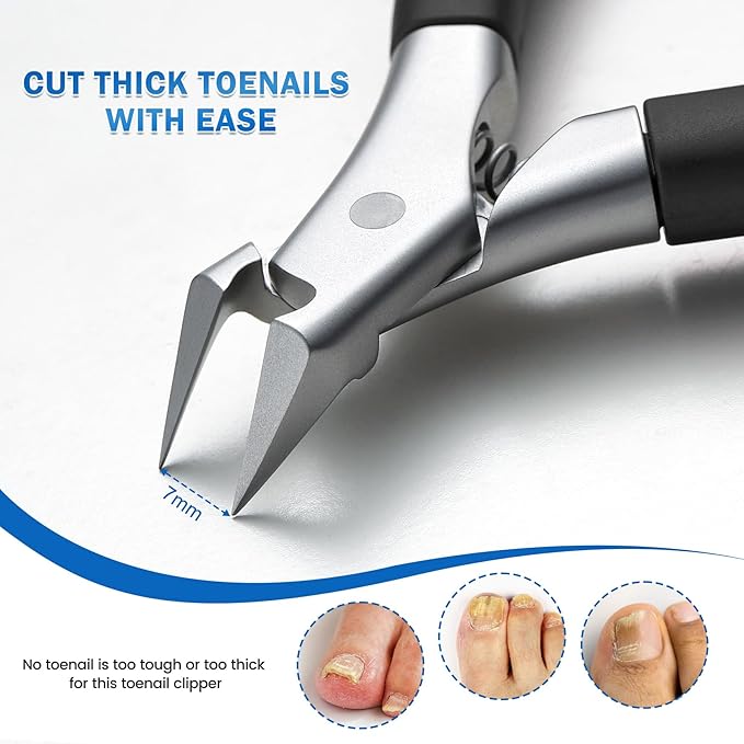 BEZOX Toenail Clipper, Straight Blade Podiatrist Nail Clippers for Thick Nails for Seniors, Men and Women, Ergonomic Toe Nails Cutter for Ingrown Toenail Prevention - Black