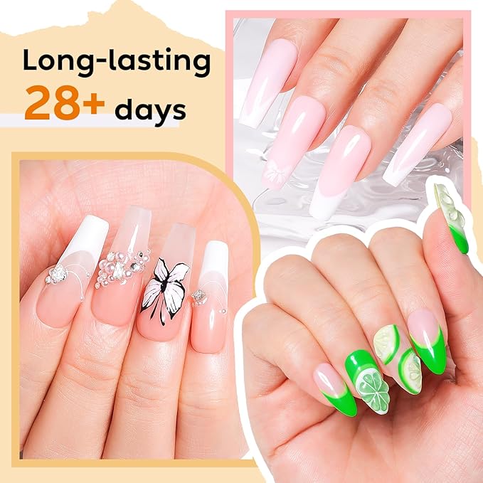 Nicedeco Rubber Base Gel Polish for Nails, Hema Free, Cruelty Free, Vegan, 12 Pcs Rubber Gel Nail Strengthener Nude Pink Nail Polish Kit 3