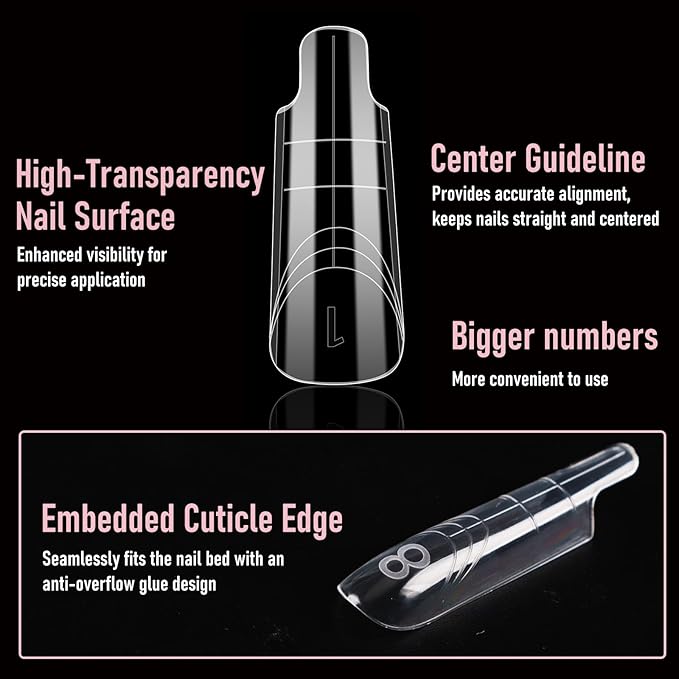 Square (Sculpted) Poly Gel Dual Nail Forms, Medium Long Reusable Full Cover Acrylic Builder Solid Hard Gel Polygel Extension Nail Molds 14 Sizes 140 Pcs, Set for Salon & DIY