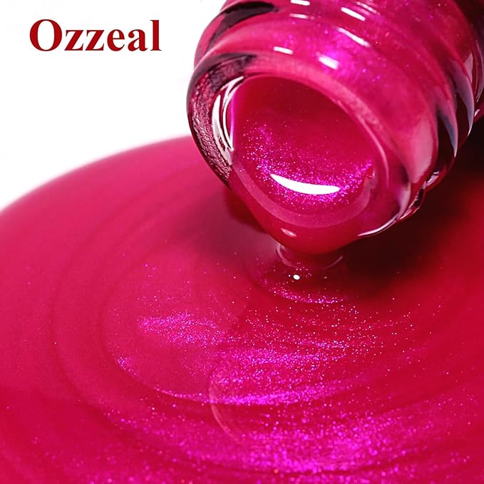Pearl Gel Nail Polish - Hot Pink Glitter Pearl Gel Nail Polish Sparkle Shimmer DIY Manicure 15ML