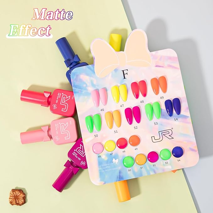 JR Nail Gel Polish Set 9pcs 15ml Bright Color Red Pink Blue Bowknot-Shaped Bottles Gel Polish Kit UV LED Soak Off Polish Home DIY Gift F
