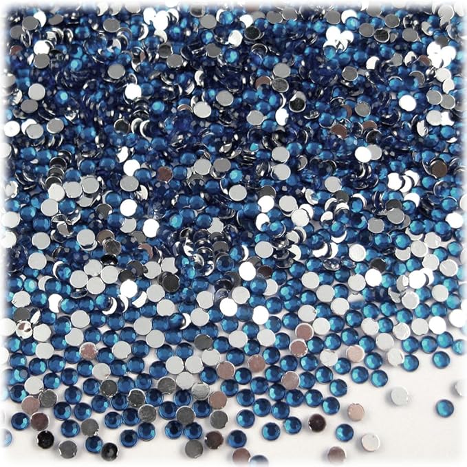 The Crafts Outlet 5,000pc Rhinestones Round 2mm Tiny for Nails - Flatback Royal Blue RBL