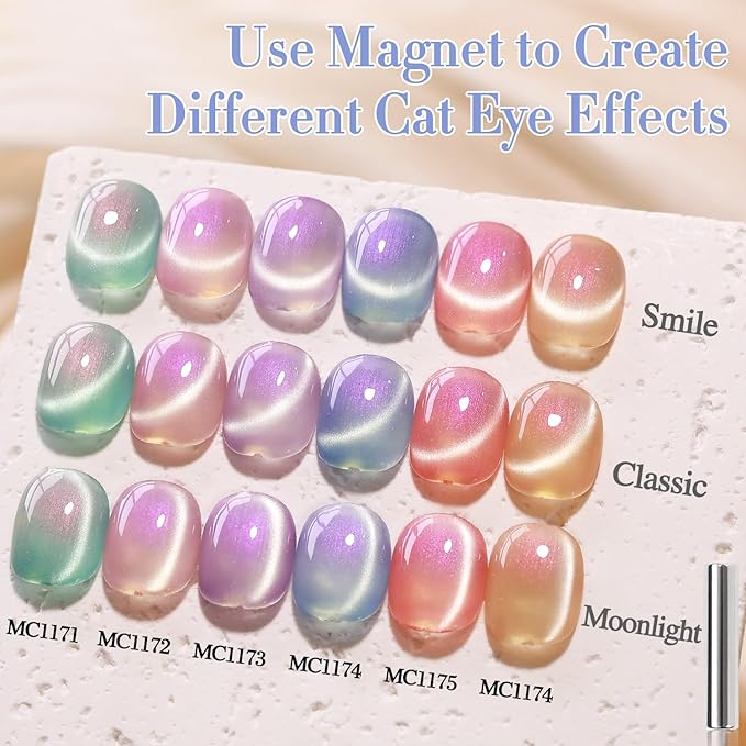 Double Rhythm 0.5 Oz Cat Eye Gel Polish with Magnet Same Color Same Bottle Holographic Glitter Shimmer Translucent Color Salon 15 ML Magnetic Nail Art (Mermaid Blue-MC1174)