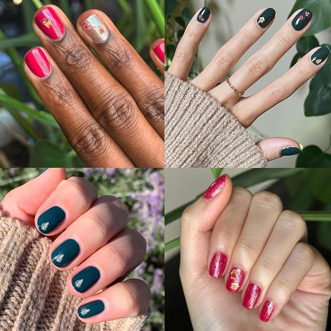 Olive & June Nail Art Stickers | Easy-to-Use Nail Designs | Nail Art Made Easy | Hand-Screened, No-Fade Ink | Accent, Mix & Match, or Cover Chipped Polish | Candy Cane