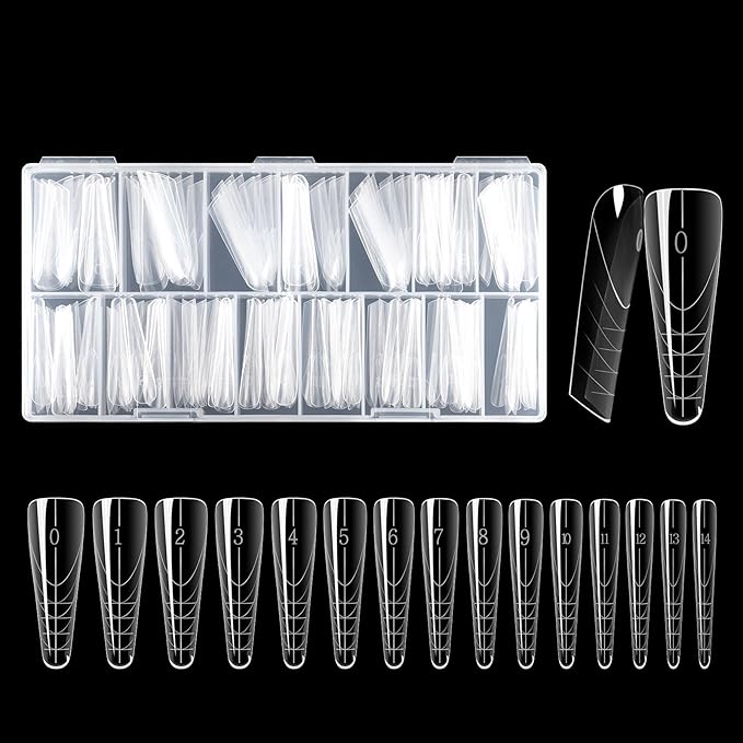 NMKL38 Diy 150PCS Clear Dual Nail Forms Full Cover Nail Mold Tips Arched Almond Acrylic Nail Extension Tools for Poly Gel Nail Art Salon